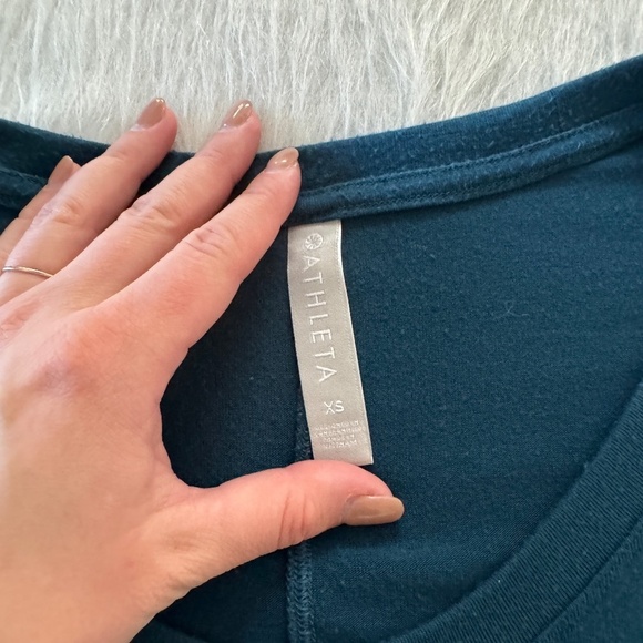 Athleta Teal Blue Soft Short Cap Sleeve Tee XS - Picture 2 of 4